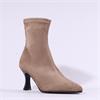Miss Elastic High Heel Point Ankle Boot - Stone